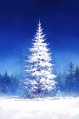 JPG 나무 설경 겨울 일러스트 밤하늘 사람없음 파란색 빛 고요 흰색 눈 숲 눈덮임 국내일러스트 AI일러스트 AI콘텐츠 자연요소 식물 계절 컬러 컨셉 하늘 날씨 풍경 야간 파일형식