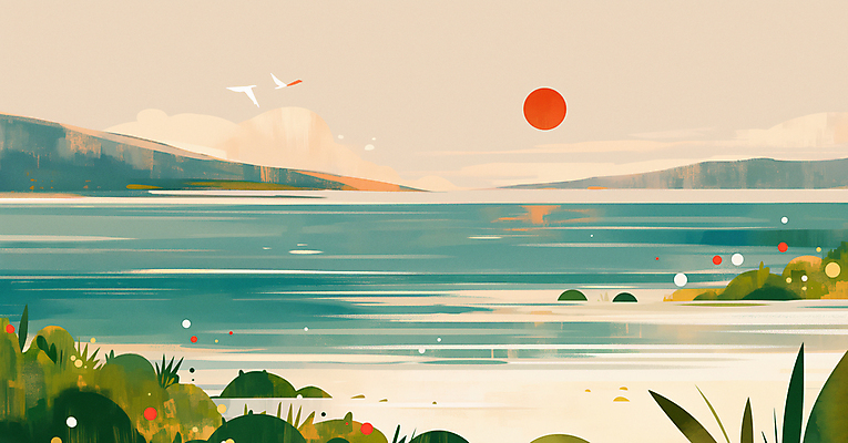 JPG 구름 바다 일러스트 자연 조류 아침 새해 산 풍경 해변 사람없음 태양 평화 일출 풀 연하장 국내일러스트 AI일러스트 AI콘텐츠 주간 자연요소 식물 동물 컨셉 카드_감사 노을 생태계 파일형식