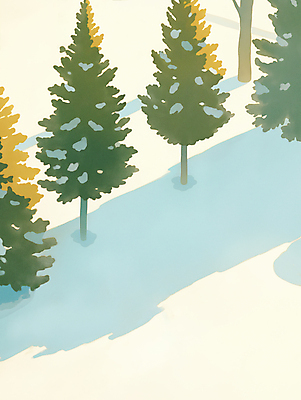 JPG 나무 일러스트 자연 그림자 사람없음 고요 눈 숲 침엽수 쌓인눈 겨울풍경 눈덮임 국내일러스트 AI일러스트 AI콘텐츠 자연요소 식물 컨셉 겨울 날씨 풍경 생태계 파일형식