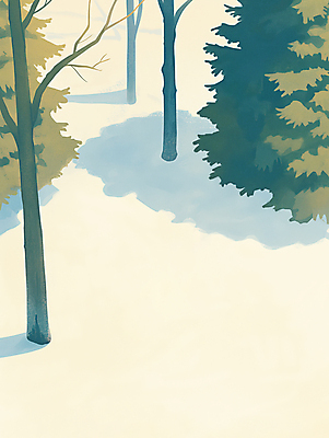 JPG 나무 공원 일러스트 자연 그림자 사람없음 고요 눈 침엽수 쌓인눈 겨울풍경 눈덮임 국내일러스트 AI일러스트 AI콘텐츠 자연요소 식물 공공시설 컨셉 겨울 날씨 풍경 생태계 파일형식