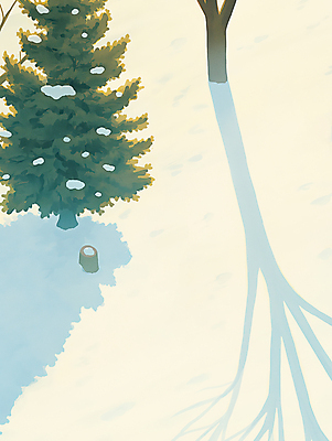 JPG 나무 일러스트 자연 그림자 사람없음 고요 눈 침엽수 쌓인눈 겨울풍경 눈덮임 국내일러스트 AI일러스트 AI콘텐츠 자연요소 식물 컨셉 겨울 날씨 풍경 생태계 파일형식