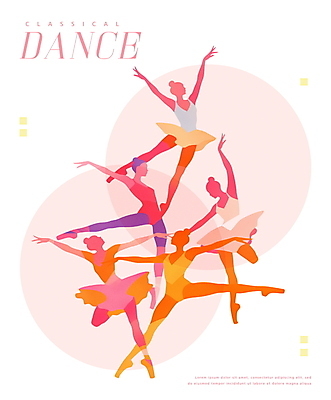 전신 PSD 여자 포스터 예술 분홍색 포즈 일러스트 여러명 성인 공연 댄서 클래식 우아함 발레 발레동작 발레공연 성인여자만 국내일러스트 직업 컬러 다수 컨셉 사람 이벤트 춤 여자만 성인만 파일형식