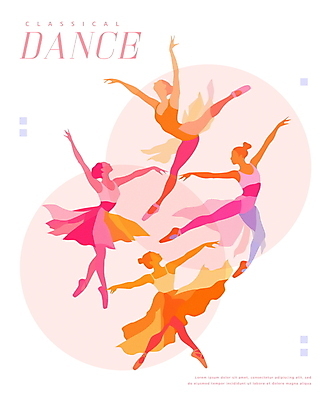 전신 PSD 여자 포스터 예술 분홍색 일러스트 여러명 성인 공연 댄서 클래식 우아함 발레 발레복 발레동작 발레공연 성인여자만 국내일러스트 직업 옷 컬러 포즈 다수 컨셉 사람 이벤트 춤 여자만 성인만 파일형식