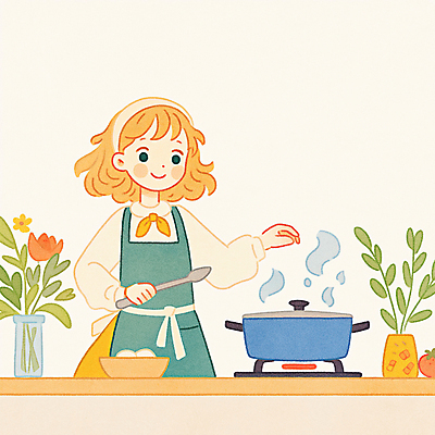 JPG 여자 행복 어린이 채소 일러스트 주방용품 요리 한명 들기 소녀 손들기 주방 앞치마 냄비 소녀한명만 국내일러스트 AI일러스트 AI콘텐츠 1 감정 생활용품 모션 사람 솥 여자한명만 소녀만 파일형식