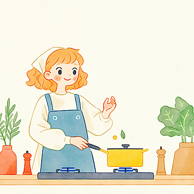 JPG 여자 행복 어린이 채소 일러스트 요리 한명 소녀 손들기 주방 앞치마 잡기 냄비 레시피 소녀한명만 국내일러스트 AI일러스트 AI콘텐츠 1 감정 모션 사람 솥 여자한명만 소녀만 파일형식