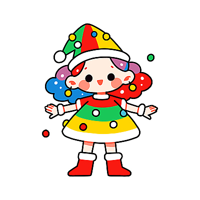 전신 드레스 여자 어린이 크리스마스 일러스트 팔벌리기 한명 미소 소녀 컬러풀 파티 귀여움 귀걸이 기쁨 소녀한명만 일러캐릭터 AI파일 캐릭터 1 옷 기념일 감정 컬러 컨셉 장신구 모션 표정 사람 이벤트 여자한명만 소녀만 파일형식 벡터