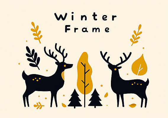 PSD 나무 잎 크리스마스장식 크리스마스 두마리 겨울 일러스트 사슴 프레임 사람없음 루돌프 카피스페이스 국내일러스트 식물 계절 기념일 2 포유류 공백 파일형식