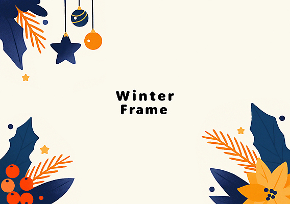 PSD 열매 꽃 별 잎 크리스마스장식 크리스마스 겨울 일러스트 프레임 사람없음 장식 포인세티아 오너먼트 카피스페이스 국내일러스트 자연요소 식물 계절 기념일 공백 파일형식