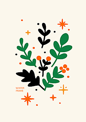 PSD 별 잎 크리스마스장식 크리스마스 겨울 일러스트 프레임 사람없음 포인세티아 카피스페이스 국내일러스트 자연요소 식물 계절 기념일 꽃 공백 파일형식