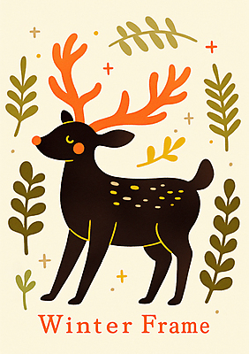 PSD 나무 잎 크리스마스장식 크리스마스 겨울 일러스트 프레임 사람없음 루돌프 노루 국내일러스트 식물 계절 기념일 포유류 사슴 파일형식