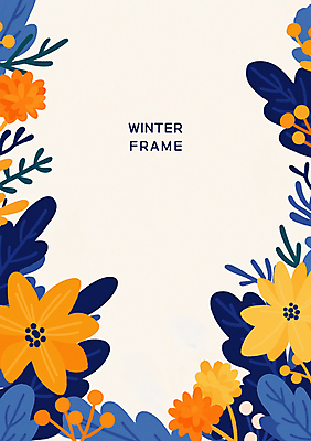 PSD 꽃 잎 크리스마스장식 크리스마스 겨울 일러스트 프레임 사람없음 파란색 카피스페이스 국내일러스트 식물 계절 기념일 컬러 공백 파일형식