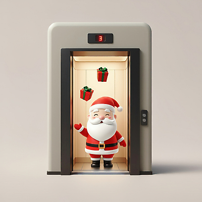 JPG 전신 편집이미지 노년 남자 행복 크리스마스 산타모자 수염 3D캐릭터 선물 한명 선물상자 산타클로스 손들기 오픈 엘리베이터 노인남자한명만 편집3D AI컴퓨터그래픽 AI콘텐츠 캐릭터 모자_잡화 1 기념일 감정 모션 사람 성인 상자 3D 남자한명만 노인남자만 파일형식