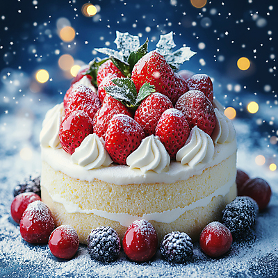 JPG 편집이미지 크리스마스 겨울 딸기 디저트 눈꽃 사람없음 장식 파란색 케이크 축제 눈 딸기케이크 슈가파우더 크랜베리 편집실사 AI컴퓨터그래픽 AI콘텐츠 자연요소 계절 기념일 열매 음식 컬러 과일 날씨 눈_날씨 CG 파일형식
