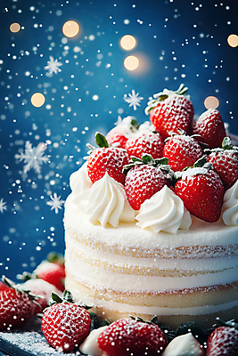 JPG 편집이미지 크리스마스 겨울 딸기 디저트 눈꽃 사람없음 장식 파란색 케이크 축제 눈 생크림 딸기케이크 슈가파우더 편집실사 AI컴퓨터그래픽 AI콘텐츠 자연요소 계절 기념일 음식 컬러 과일 날씨 눈_날씨 크림 CG 파일형식