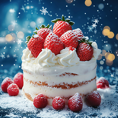 JPG 편집이미지 크리스마스 겨울 딸기 디저트 눈꽃 사람없음 장식 파란색 케이크 눈 생크림 딸기케이크 슈가파우더 크랜베리 편집실사 AI컴퓨터그래픽 AI콘텐츠 자연요소 계절 기념일 열매 음식 컬러 과일 날씨 눈_날씨 크림 CG 파일형식
