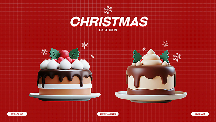 아이콘 계절 기념일 열매 컬러 컨셉 크리스마스 디저트 눈_날씨 3D 케이크 파일형식 호랑가시나무열매 크리스마스케이크 겨울 장식 눈송이 초콜릿 귀여움 빨간색 PSD 사람없음 엘리먼트 3D아이콘 편집3D 초코케이크
