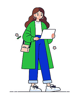 전신 응시 여자 꽃 일러스트 한명 서기 미소 들기 성인 초록색 귀걸이 집중 읽기 문서 성인여자한명만 국내일러스트 AI파일 식물 1 시선 컬러 컨셉 장신구 모션 표정 사람 여자한명만 성인여자만 파일형식 벡터