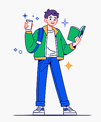 전신 남자 음료 가방 일러스트 한명 서기 미소 웃음 들기 성인 책 초록색 파란색 독서 교양 읽기 매기 성인남자한명만 국내일러스트 AI파일 1 잡화 컬러 모션 표정 사람 남자한명만 성인남자만 파일형식 벡터