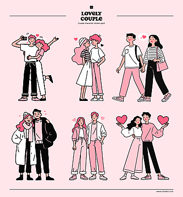 전신 커플 옷 여자 남자 분홍색 허리손 포즈 스티커 데이트 일러스트 안기 어깨동무 사랑 서기 미소 웃음 여러명 성인 손들기 마주보기 걷기 카메라 손잡기 사진촬영 로맨틱 하트 뒷짐 주머니손 스타일 성인만 국내일러스트 AI파일 모양 감정 컬러 다수 컨셉 관계 모션 표정 사람 전자제품 촬영 파일형식 벡터