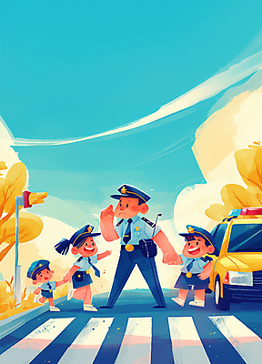 JPG 구름 여자 남자 어린이 일러스트 안내 서기 웃음 소녀 소년 여러명 성인 달리기 손들기 걷기 손잡기 도움 횡단보도 경찰 보호 걱정 교통안전 경찰복 경찰모자 경찰차 길건너기 국내일러스트 AI일러스트 AI콘텐츠 자연요소 직업 모자_잡화 감정 다수 컨셉 유니폼 모션 자동차 표정 안전 사람 보행로 건너기 파일형식