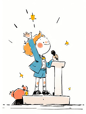 JPG 남자 어린이 일러스트 한명 서기 미소 소년 손들기 무대 잡기 자신감 발표 강의 마이크 단상 소년한명만 국내일러스트 AI일러스트 AI콘텐츠 1 감정 음향기기 모션 표정 사람 남자한명만 소년만 파일형식