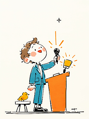 JPG 남자 어린이 의자 일러스트 조류 한명 서기 미소 소년 무대 잡기 자신감 발표 강의 마이크 고개들기 단상 소년한명만 국내일러스트 AI일러스트 AI콘텐츠 동물 1 감정 음향기기 가구 모션 표정 사람 남자한명만 소년만 파일형식