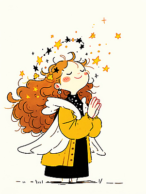 JPG 여자 어린이 일러스트 한명 서기 미소 소녀 눈감음 올려보기 기도 손모으기 소녀한명만 국내일러스트 AI일러스트 AI콘텐츠 1 모션 표정 사람 손짓 여자한명만 소녀만 파일형식