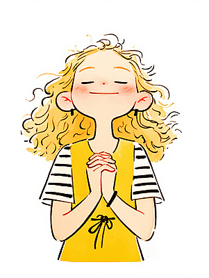 JPG 여자 어린이 일러스트 한명 미소 소녀 금발 눈감음 귀걸이 올려보기 기도 손모으기 소녀한명만 국내일러스트 AI일러스트 AI콘텐츠 1 헤어스타일 장신구 모션 표정 사람 손짓 여자한명만 소녀만 파일형식