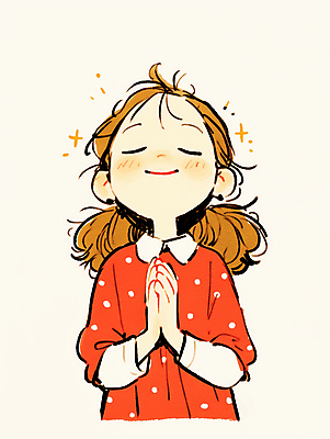 JPG 여자 어린이 일러스트 한명 미소 소녀 눈감음 올려보기 기도 손모으기 소녀한명만 국내일러스트 AI일러스트 AI콘텐츠 1 모션 표정 사람 손짓 여자한명만 소녀만 파일형식