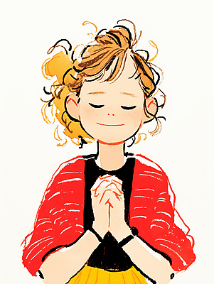 JPG 여자 어린이 일러스트 한명 미소 소녀 눈감음 기도 손모으기 소녀한명만 국내일러스트 AI일러스트 AI콘텐츠 1 모션 표정 사람 손짓 여자한명만 소녀만 파일형식