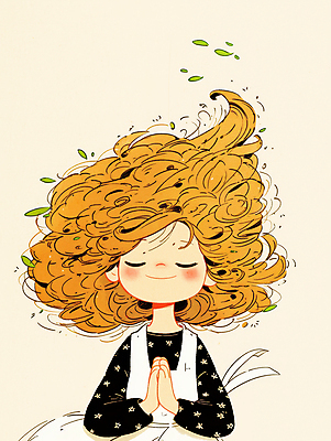 JPG 여자 어린이 잎 일러스트 한명 미소 소녀 눈감음 올려보기 기도 손모으기 소녀한명만 국내일러스트 AI일러스트 AI콘텐츠 식물 1 모션 표정 사람 손짓 여자한명만 소녀만 파일형식