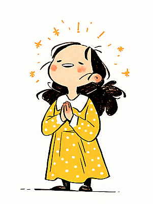 JPG 전신 여자 어린이 일러스트 한명 서기 소녀 빛 눈감음 올려보기 기도 손모으기 소녀한명만 국내일러스트 AI일러스트 AI콘텐츠 1 모션 사람 손짓 여자한명만 소녀만 파일형식