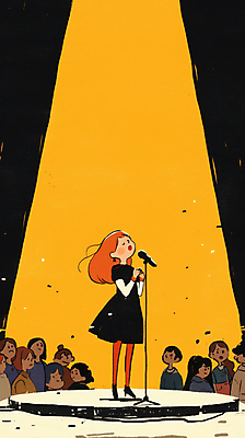 JPG 전신 여자 남자 일러스트 노래 조명 여러명 성인 눈감음 공연 기쁨 가수 무대 군중 공연장 마이크 손모으기 성인만 국내일러스트 AI일러스트 AI콘텐츠 감정 음악 음향기기 다수 모션 사람 손짓 이벤트 음악가 극장 파일형식