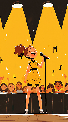 JPG 전신 여자 남자 음표 일러스트 노래 조명 서기 웃음 여러명 성인 공연 댄서 가수 무대 잡기 자신감 군중 공연장 마이크 스포트라이트 활기 성인만 국내일러스트 AI일러스트 AI콘텐츠 직업 기호 감정 음악 음향기기 다수 컨셉 모션 표정 사람 이벤트 음악가 극장 파일형식