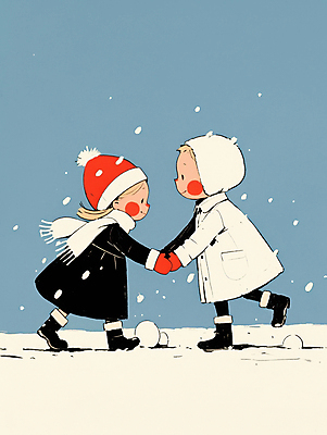 JPG 전신 여자 남자 행복 어린이 겨울 일러스트 털모자 미소 소녀 소년 야외 두명 파란색 친구 달리기 손잡기 목도리 눈 추억 즐거움 털장갑 눈뭉치 눈사람만들기 쌓인눈 눈내림 어린이만 국내일러스트 AI일러스트 AI콘텐츠 자연요소 모자_잡화 잡화 계절 감정 컬러 장갑 컨셉 관계 모션 눈사람 날씨 눈_날씨 표정 사람 만들기 파일형식