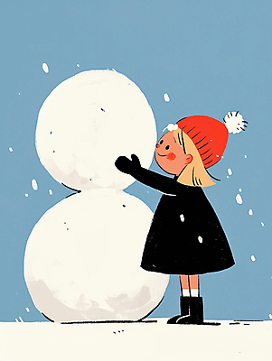 JPG 응시 여자 행복 어린이 겨울 일러스트 눈사람 털모자 한명 미소 소녀 야외 파란색 눈 추억 즐거움 털장갑 눈사람만들기 쌓인눈 눈내림 소녀한명만 국내일러스트 AI일러스트 AI콘텐츠 자연요소 모자_잡화 1 시선 계절 감정 컬러 장갑 컨셉 날씨 눈_날씨 표정 사람 만들기 여자한명만 소녀만 파일형식