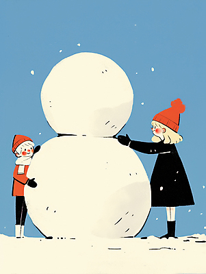 JPG 여자 남자 행복 어린이 겨울 일러스트 눈사람 털모자 미소 소녀 소년 야외 두명 파란색 친구 목도리 만지기 눈 추억 즐거움 털장갑 눈사람만들기 쌓인눈 눈내림 어린이만 국내일러스트 AI일러스트 AI콘텐츠 자연요소 모자_잡화 잡화 계절 감정 컬러 장갑 컨셉 관계 모션 날씨 눈_날씨 표정 사람 만들기 파일형식