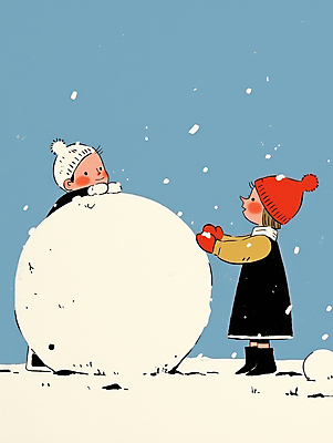 JPG 여자 남자 행복 어린이 겨울 일러스트 털모자 미소 소녀 소년 야외 두명 파란색 친구 눈 추억 승차 즐거움 털장갑 눈뭉치 눈사람만들기 쌓인눈 눈내림 어린이만 국내일러스트 AI일러스트 AI콘텐츠 자연요소 모자_잡화 계절 감정 컬러 장갑 컨셉 관계 모션 눈사람 날씨 눈_날씨 표정 사람 만들기 파일형식