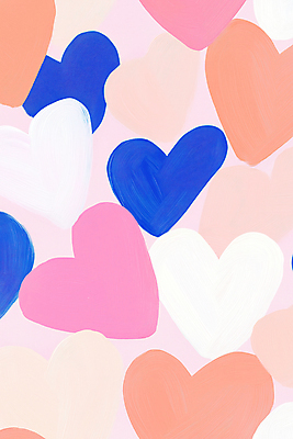 JPG 편집이미지 디자인 예술 분홍색 백그라운드 붓터치 사람없음 파란색 귀여움 물감 하트 질감 파스텔 카피스페이스 미니멀 편집실사 모양 컬러 컨셉 학용품 공백 미술도구 CG 파일형식