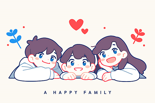 여자 남자 행복 아들 어린이 일러스트 가정 가족 엄마 함께함 사랑 웃음 소년 성인 세명 부모 기댐 화목 자녀 하트 아빠 베이지색 국내일러스트 AI파일 모양 감정 컬러 컨셉 관계 모션 표정 사람 파일형식 벡터