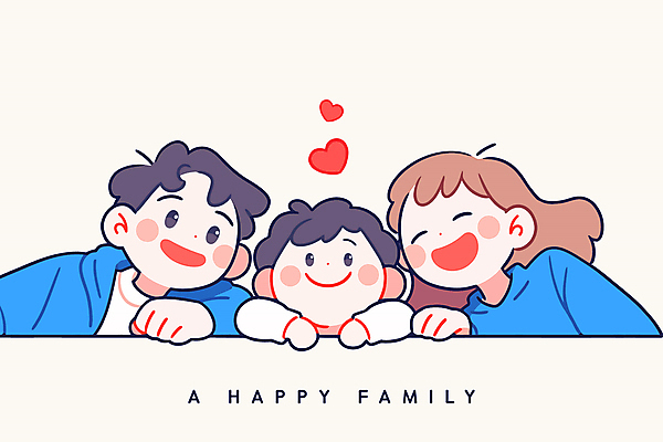 여자 남자 행복 아들 어린이 일러스트 가정 가족 엄마 함께함 사랑 미소 웃음 소년 성인 세명 부모 기댐 화목 자녀 하트 아빠 베이지색 국내일러스트 AI파일 모양 감정 컬러 컨셉 관계 모션 표정 사람 파일형식 벡터