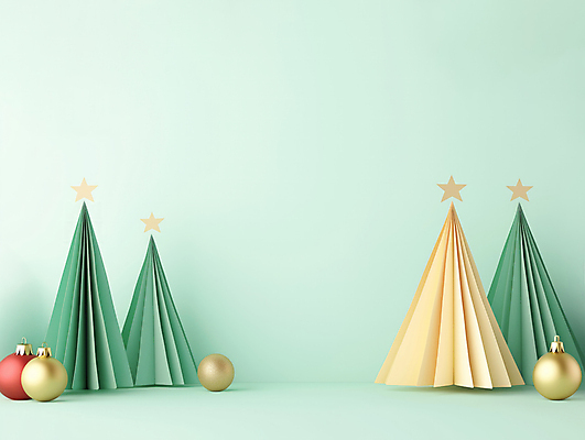 JPG 편집이미지 종이 크리스마스장식 크리스마스 사람없음 장식 크리스마스트리 페이퍼아트 디지털합성 민트색 별장식 오너먼트 카피스페이스 편집소스 편집실사 AI포토 AI콘텐츠 기념일 별 컬러 공백 CG 파일형식