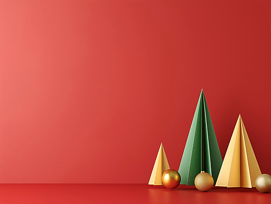 JPG 편집이미지 종이 크리스마스장식 크리스마스 사람없음 장식 빨간색 크리스마스트리 페이퍼아트 디지털합성 오너먼트 카피스페이스 편집소스 편집실사 AI포토 AI콘텐츠 기념일 컬러 공백 CG 파일형식