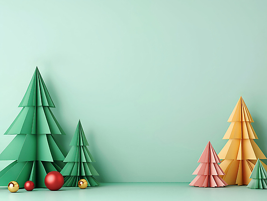 JPG 편집이미지 종이 크리스마스장식 크리스마스 사람없음 장식 크리스마스트리 페이퍼아트 디지털합성 민트색 오너먼트 카피스페이스 편집소스 편집실사 AI포토 AI콘텐츠 기념일 컬러 공백 CG 파일형식