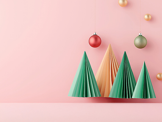 JPG 편집이미지 종이 분홍색 크리스마스장식 크리스마스 사람없음 장식 크리스마스트리 페이퍼아트 디지털합성 오너먼트 카피스페이스 편집소스 편집실사 AI포토 AI콘텐츠 기념일 컬러 공백 CG 파일형식