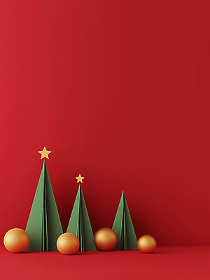 JPG 편집이미지 종이 크리스마스장식 크리스마스 사람없음 장식 빨간색 크리스마스트리 페이퍼아트 디지털합성 별장식 오너먼트 카피스페이스 편집소스 편집실사 AI포토 AI콘텐츠 기념일 별 컬러 공백 CG 파일형식