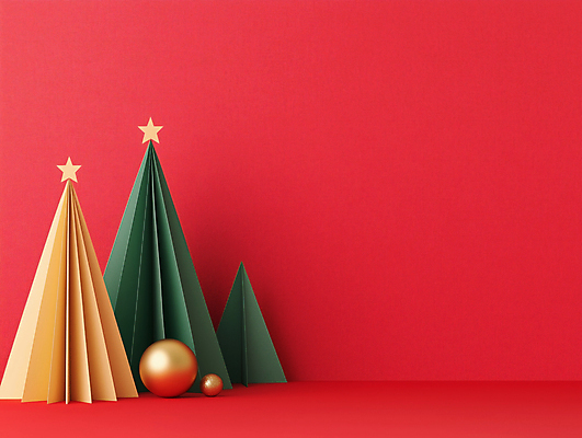 JPG 편집이미지 종이 크리스마스장식 크리스마스 사람없음 장식 빨간색 크리스마스트리 페이퍼아트 디지털합성 별장식 오너먼트 카피스페이스 편집소스 편집실사 AI포토 AI콘텐츠 기념일 별 컬러 공백 CG 파일형식