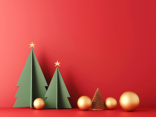 JPG 편집이미지 종이 크리스마스장식 크리스마스 사람없음 장식 빨간색 크리스마스트리 페이퍼아트 디지털합성 별장식 오너먼트 카피스페이스 편집소스 편집실사 AI포토 AI콘텐츠 기념일 별 컬러 공백 CG 파일형식