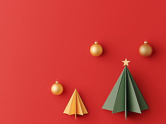 JPG 편집이미지 종이 크리스마스장식 크리스마스 사람없음 장식 빨간색 크리스마스트리 페이퍼아트 디지털합성 별장식 오너먼트 카피스페이스 편집소스 편집실사 AI포토 AI콘텐츠 기념일 별 컬러 공백 CG 파일형식