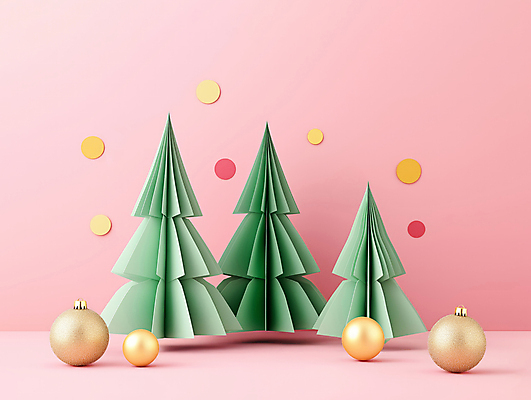 JPG 편집이미지 종이 분홍색 크리스마스장식 크리스마스 사람없음 장식 크리스마스트리 페이퍼아트 디지털합성 오너먼트 카피스페이스 편집소스 편집실사 AI포토 AI콘텐츠 기념일 컬러 공백 CG 파일형식